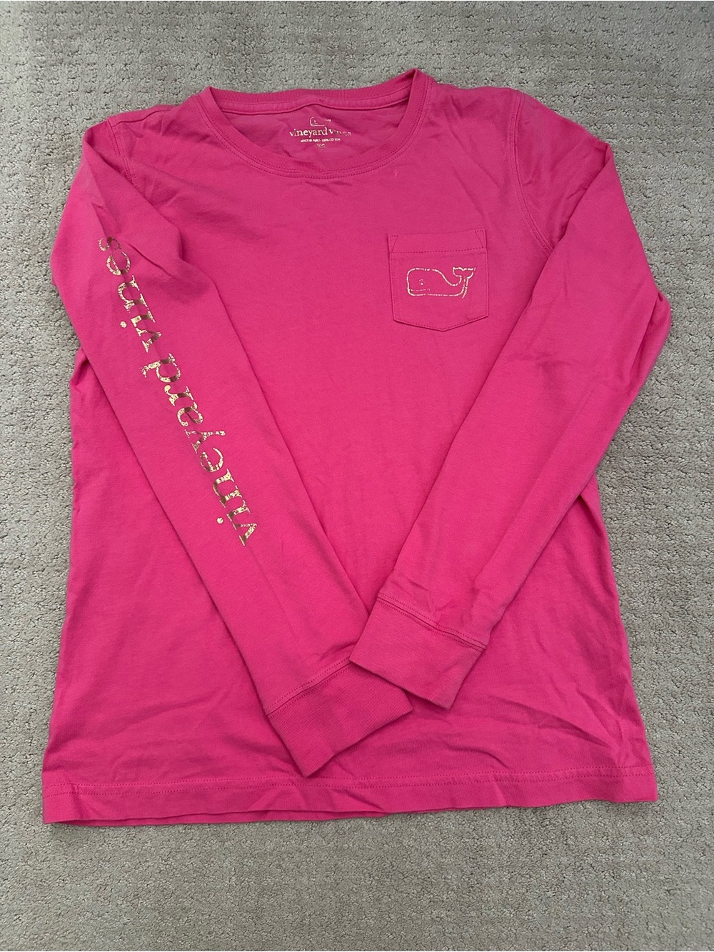 Vineyard Vines Hot Pink Long Sleeve Pocket Tee